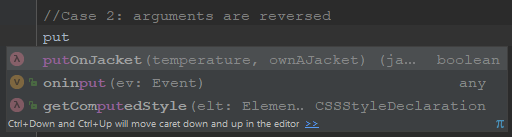 JetBrains WebStorm IDE showing property names while typing in a function name